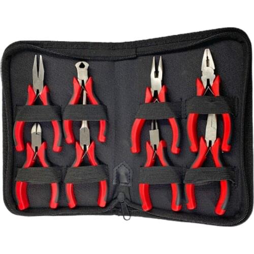 4.5 in 8 PCS Jewelry Pliers Set Mini Pliers Kit for Jewelry processing Nickel Plated Double PVC handles add Tools Bag DIY Tools