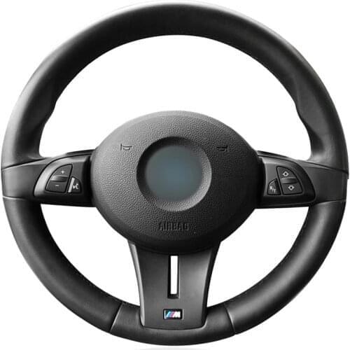 Hand-stitched Black Genuine Leather Car Steering Wheel Cover for BMW Z4 Z4 M E85 (Roadster) E86 (Coupe) 2006 2007 2008