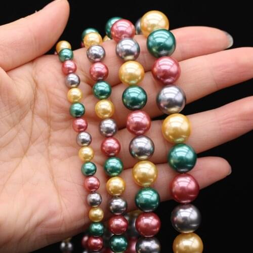 6/8/10mm Golden Green Imitation Pearl Beads Loose Polished Bead for Jewelry Making Design Reiki Heal Women Earrings Bracelet