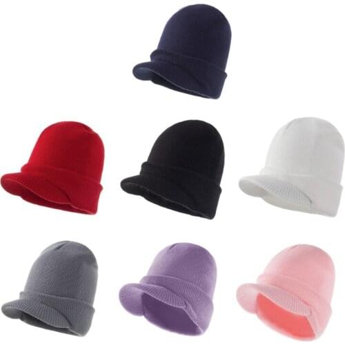 Autumn Winter Solid Color Baby Knitted Hat Ear Protection Windproof Baseball Warm Soft Casual Sunhat Crimping Hat for G99C