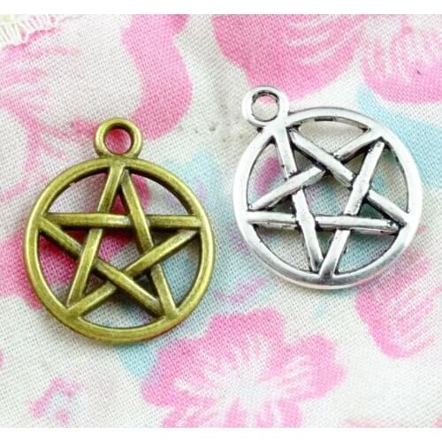 60pcs Charms star pentagram 19.7*16.5MM Antique Making pendant fit,Vintage Antique Silver Plated Bronze,DIY bracelet necklace