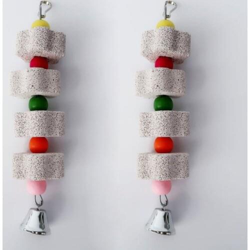 Birds Parrot Grinding Stone Pet Supplies Minerals Chewing Toy 18cm Parrot Cage Accessories Hanging String 1Pcs