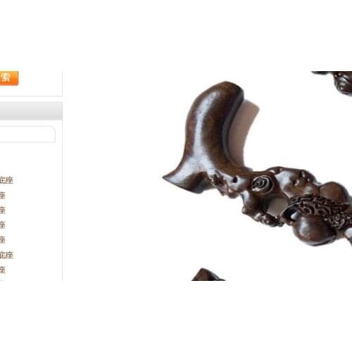 Hand carving Birthday Gift Birthday Peach A cane Chicken Wing Faucet Crutch Antiskid solid wood old Crutch Wood Carving sticks