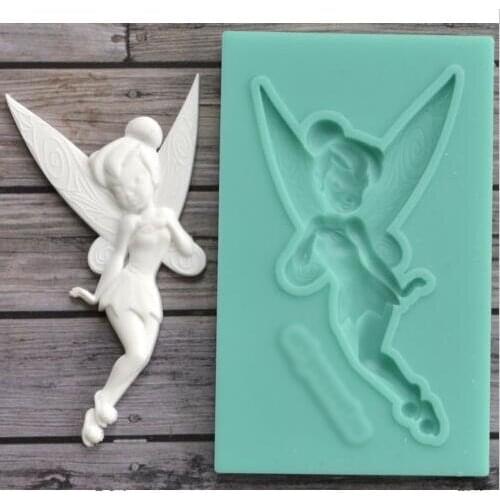 Silicone fairy elf girl with wings wedding christmas fondant cake decoration mold diy chocolate mold super