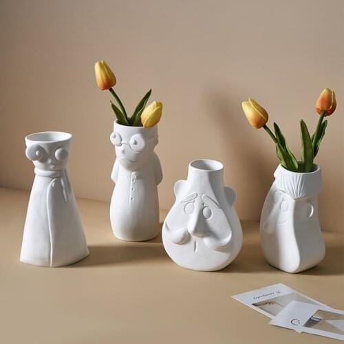 Nordic Ceramic Body Art Face Dried Flower Flower Arrangement Vase Dining Table TV Cabinet Desktop Home Decor Ornaments
