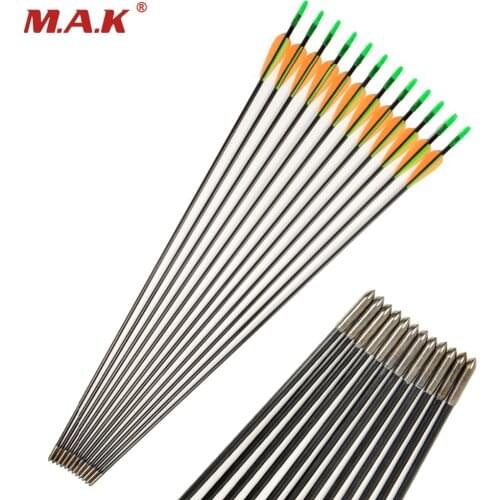 DE 30 Inches Glass Fiber Arrow Diameter 6mm Spine 1200 Plastic Fletching Archery Bow Arrows for Hunting