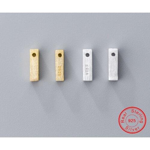 UQBing 100% 925 Sterling Silver Jewelry Findings Silver Gold Long Bar Pendant Charms diy Accessories
