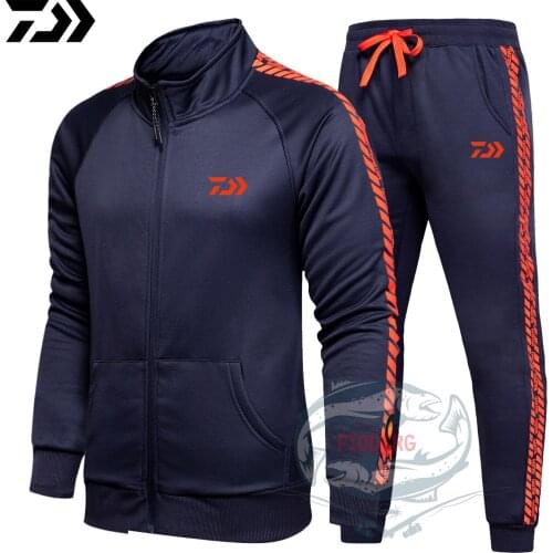 Daiwa Spring Autumn 2020 Fishing Suit Cotton Outdoor Camping Hiking Sport Set Striped Clothes Fishing Jacket Pants Suit Eurocode