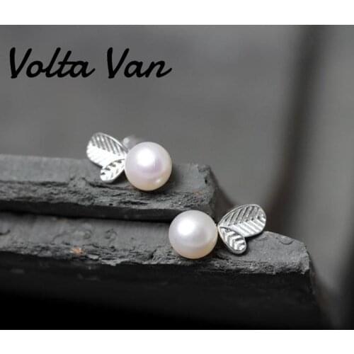 Volta Van Freshwater Pearls Silver Earrings 925 Sterling Silver 2021 New Fine Jewelry Elegant Leaves Concise Fashion Earrings