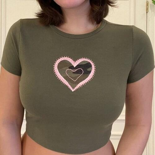 2021 e girl Tops Summer Clothes Corset T-shirts Crop Tshirts Goth Gothic Aesthetic Femme Heart Y2k Top Women