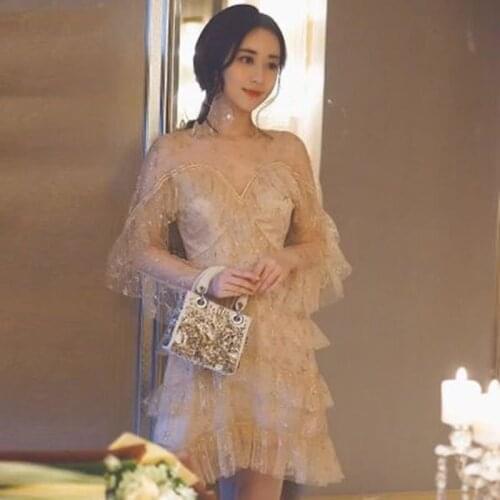 New 2021 Fashion Runway Summer Dress Womens Embroidery Elegant Mesh Mini Dresses Vestidos