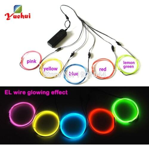 1.3mm 1Meter x 5pieces differ color EL wire electroluminescent wire light flexible EL neon tube rope For toys party decoration