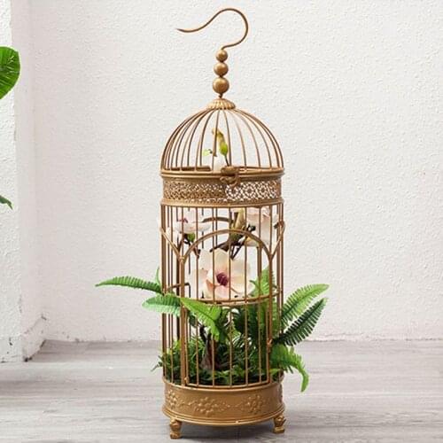 1PCS Iron bird cage landing large size wedding props classical metal creative decoration window decorations gold