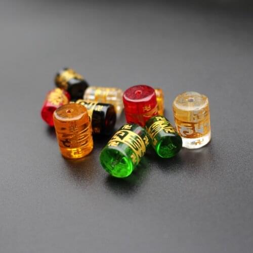 10Pcs 8*12mm 10*14mm Cylinder Glass beads Mix Color with Gold Carving Om mani padme hum Fashion Beads For jewelry making