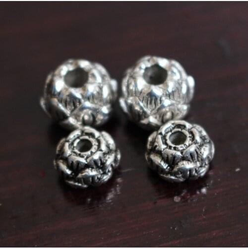 10pcs/lot Hand Craft Lotus Flower Shape Metal Beads Charms 6x8 9x8 12x10mm Tibetan Silver Spacer Beads DIY Jewelry Make Bracelet