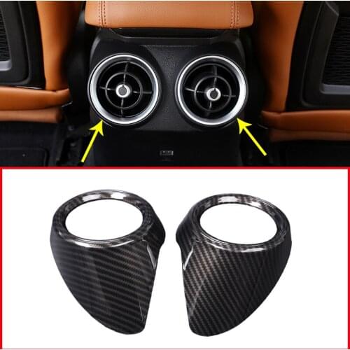 2PCS Carbon Fiber Style For Alfa Romeo Giulia 2017 2018 ABS Plastic Rear Row Air Conditioning Vent Cover Frame Trim Car Parts
