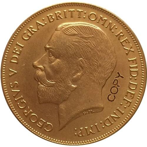 24 - K gold plated 1911 United Kingdom 2 Pounds-George V coins copy