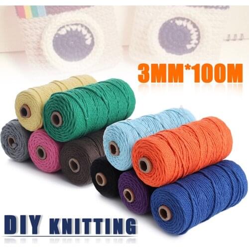 3mm Diameter Cotton Colorful Cord Rope Twisted Craft String DIY Home Textile Wedding Decorative Handmade Tapestry Braided Rope