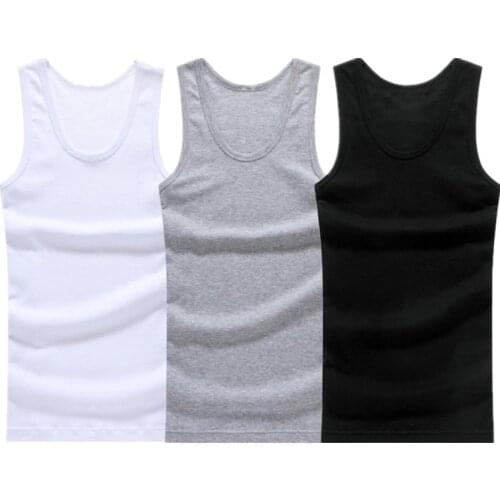3pcs/lot Cotton Mens Underwear Sleeveless Tank Top Solid Muscle Vest Undershirts O-neck Gymclothing T-shirt mens vest