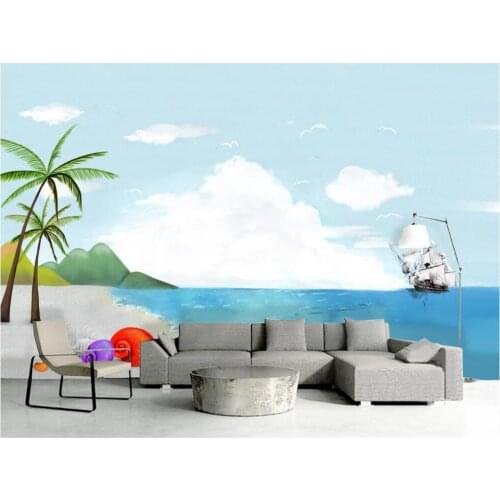 3d wallpaper custom photo mural on the wall Hand drawn seaside beach shells landscape home decor wall paper for living room