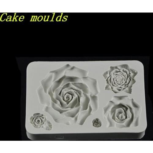 5 rose modeling embossing sugar molds DIY baking chocolate molds liquid sugar molds WMJ-557