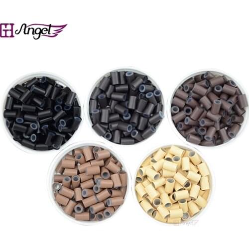 Angels 1000pcs 4.0*2.8*6.0mm Silicone Copper Micro Rings/Tubes Hair Extension Tools Microlinks Hair Beads for Dreadlocks