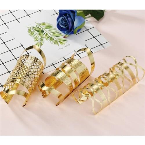 Dayoff 14 Styles European Punk Big Wide Open Bangle Bracelet for Women Men Ajustable Hollow Geometric Cuff Bangle Jewelry B116