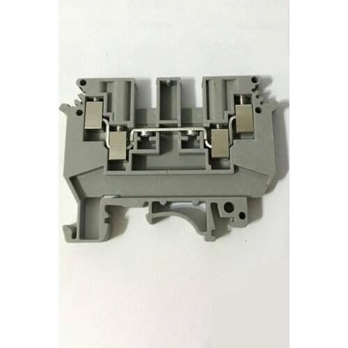 CE 52pcs Hight quality din rail crew clamp double level terminal blocks UK-k4 Double in double out terminal blocks (SKJ-4/2 x 2)