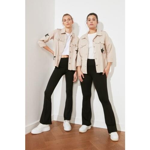 Black Flare Knitted High Quality Elite Women 'S Jeans Pants