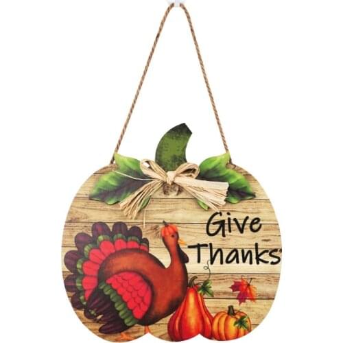 Rustic Pumpkin Happy Harvest Sign Hanging Plaque Thanksgiving Party Door Hanger Wall Decorations Wooden Board