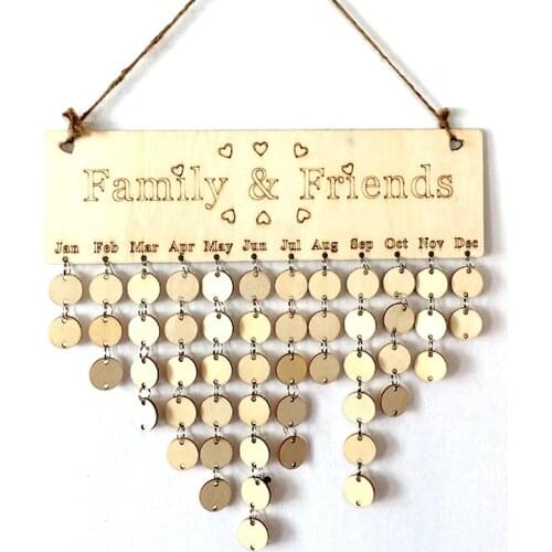 DIY Wooden Calendar Friends&Family Heart Printed Wall Calendar Sign Special Dates Reminder Board Home Hanging Decor Gifts