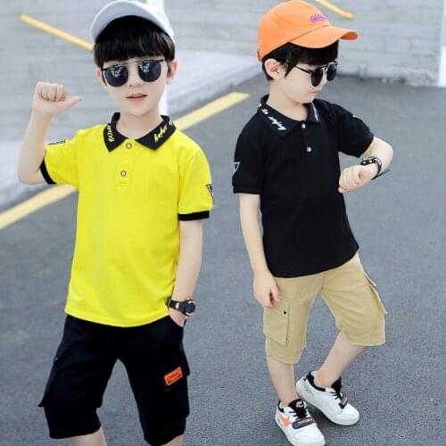 Childrens clothing boys summer suits new childrens handsome trendy sports summer short-sleeved two-piece suit
