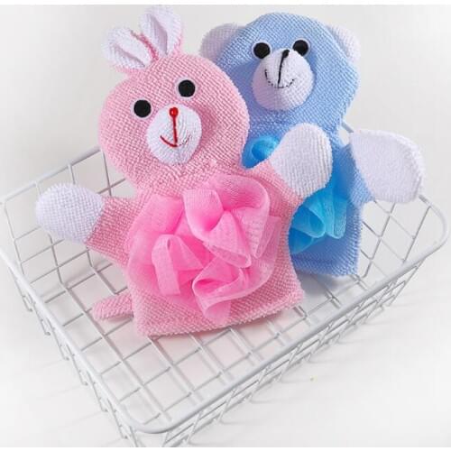 Baby Bathroom Towel Baby Bath Gloves with Flowers Cartoon Bath Double-sided Gloves Kids Shower Brush Flower LX2207