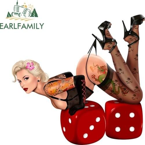 EARLFAMILY 13cm x 13cm for Lucky Lady Car Stickers Fashionable Anime Decals Waterproof Scratch-Proof Luggage Decor Car Goods