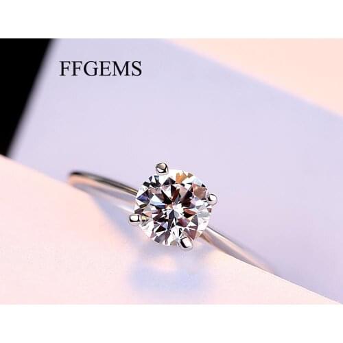 100% Sterling Silver 925 Moissanite Diamond Round 0.8CT VVS1 EFD Proposal Rings Fine Jewelry For Women Wedding Gift Engagement