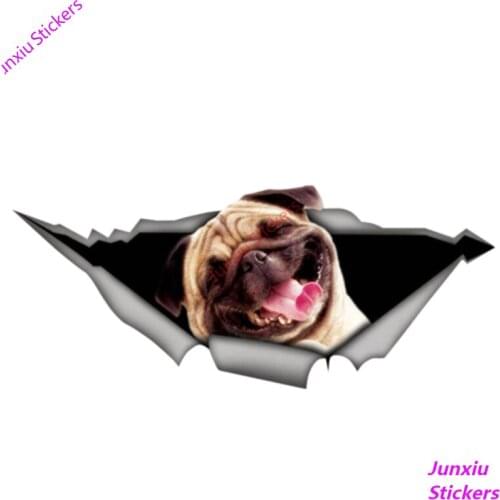Creative Car Sticke Happy Pug 3D Pet Car Window Decal Accessories Waterproof High Quality Vinyl Cover Scratches PVC 13cm X 5cm