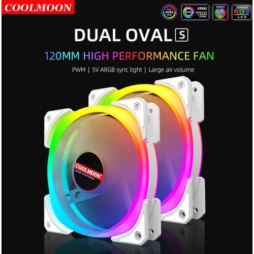 Coolmoon 120mm ARGB LED Light PC Computer Case Fan Cooling Cooler 12V Mute 4Pin PWM Heatsink 5V 3Pin RGB Radiator Accessories