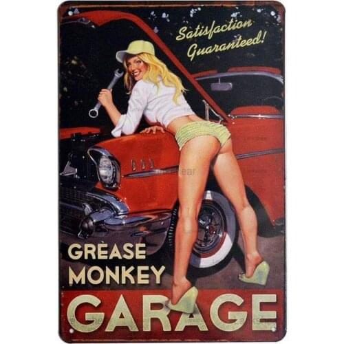 New Metal Signs Big Wrench Girl Sexy Hot Rod Car Garage Shop Suitable for Cafes Restaurants Hotels Metal Poster 20X30Cm