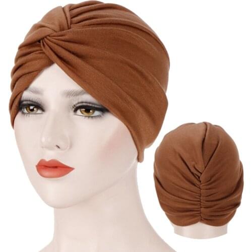 Muslim Jersey hijab turban cap forehead cross soild color turbante hat Islamic headwear India bonnet for women Inner hijab caps