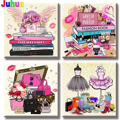 5d Diy Diamond Painting Modern Fashion Design Women Teen Girls Cross Stitch Kits Diamond Embroidery 4Pcs Mosaic Pattern Picture