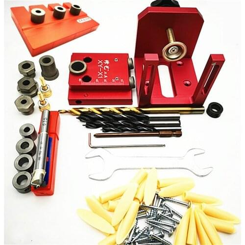 Aluminum Pocket Hole Drill Guide Dowel Jig + Positioning Plate Woodworking Joinery Tools Set 90x80x78mm for Carpentry