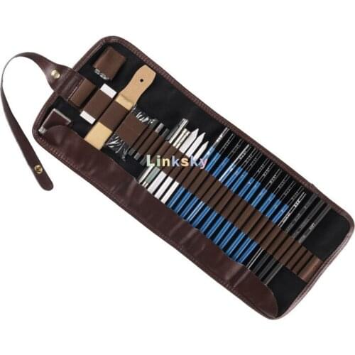 Sketching Pencil Set Portable Bag,32 pcs ,Graphite Pencils,Charcoal Pencils, Paper Erasable Pen, Sketch Pencils Set for Drawing