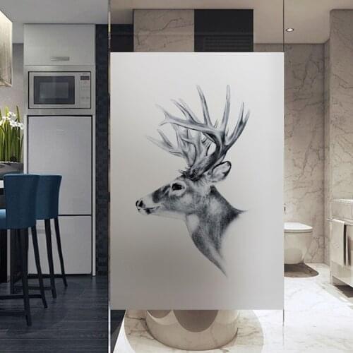 No-glue Frosted Window Cover Film Stained Waterproof Static Cling Glass Foil Window Sticker Cartoon Deer
