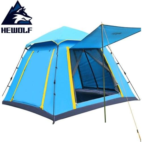 Hewolf Outdoor Tent 3-4 People Fully Automatic Tent Rainproof Square Space Leisure Camping Beach Tent