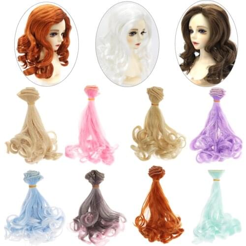 15cm Curly Doll Wigs Brown Khaki Black High Temperature Heat Resistant Doll Hair 1/3 1/4 1/6 BJD Diy Doll Wigs