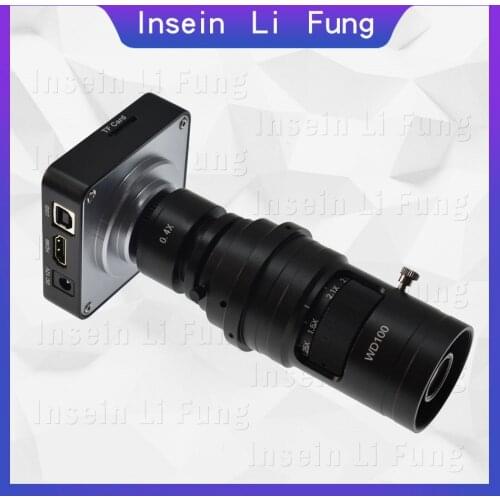 38MP HDMI USB Industry Video Microscope Camera+10X-200X Adjustable Magnification Zoom C-mount Lens Working Distance 100mm-150mm