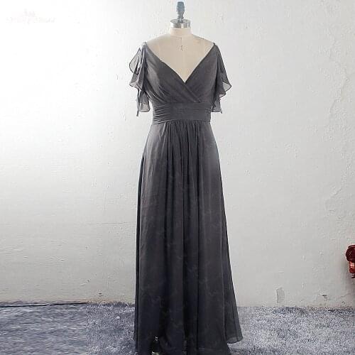 RSE921 Yiaibridal Real Pictures V Neckline Ruffles Sleeves Plus Size Mother Of The Bride Dresses