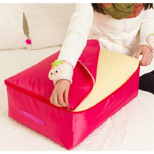 Oxford Storage Bag Box Portable Organizer Non Woven Underbed Pouch Bamboo Clothing Large Size 60*50*28cm Grid Compressed Quilt