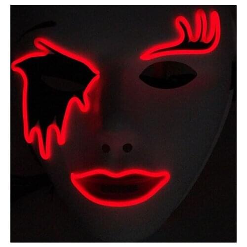 Glowing EL Wire Evil Mask Costumes Accessories Luminous LED Stage Mask For Performance