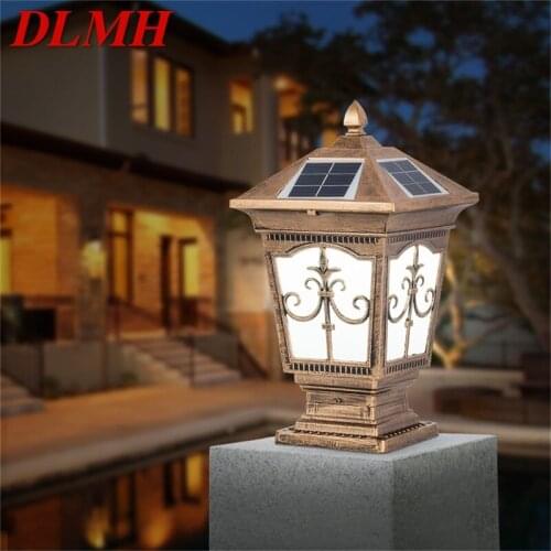 DLMH Outdoor Solar Post Light Modern Patio Pillar LED Waterproof Lighting For Lawn Garden Fence Gate Porch Courtyard